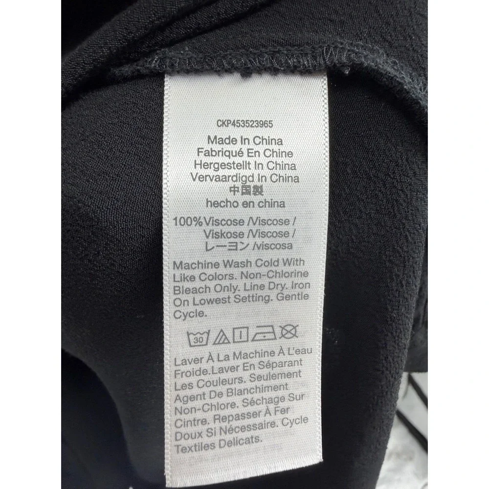 Madewell Novel shift G1891 V-Neck sz L Black Short Sleeve Viscose Crepe dress